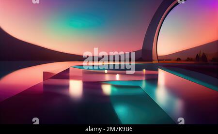 Chambre simple en rose, belles réflexions et réfractions en verre arc-en-ciel, abstrait et moderne, délicat et élégant, spectaculaire et exquis de Banque D'Images