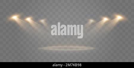 Arrière-plan des spots. Effet de lumière vectorielle isolée avec lumières et faisceaux. Illustration de Vecteur