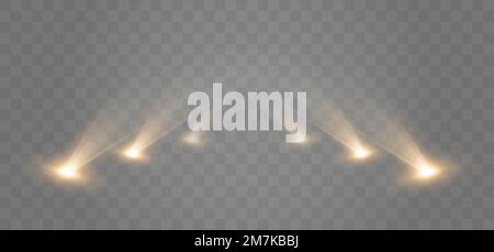 Arrière-plan des spots. Effet de lumière vectorielle isolée avec lumières et faisceaux. Illustration de Vecteur