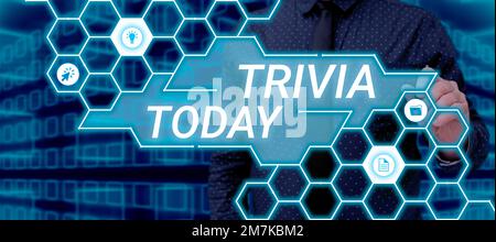 Légende du texte présentant Trivia. La vue d'ensemble de l'entreprise détaille les éléments d'information peu d'importance ou de valeur Banque D'Images