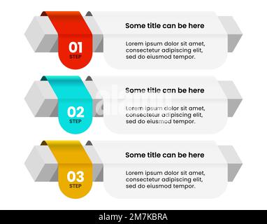 Modèle d'infographie avec icônes et 3 options ou étapes. Rubans. Peut être utilisé pour la mise en page de flux de travail, le diagramme, la bannière, la conception Web. Illustration vectorielle Illustration de Vecteur