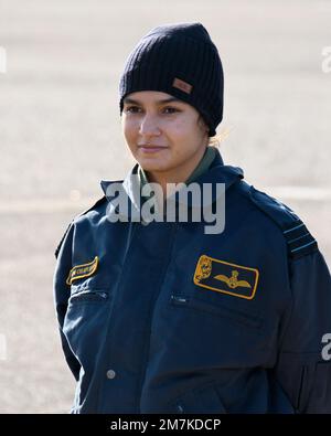 Omitama, Japon. 10th janvier 2023. La première femme pilote indienne, le lieutenant Avni Chaturvedi, participe à une conférence de presse à la base aérienne d'Hyakuri, dans la préfecture d'Ibaraki, au Japon, mardi, à 10 janvier 2023. Photo par Keizo Mori/UPI crédit: UPI/Alay Live News Banque D'Images