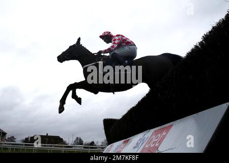 Bold Endeavour criblé par le jockey Nico de Boinville sur le chemin de gagner le Sky Bet novices Limited Handicap Chase pendant les courses de l'après-midi de Sky Bet à l'hippodrome de Doncaster. Date de la photo: Mardi 10 janvier 2023. Banque D'Images