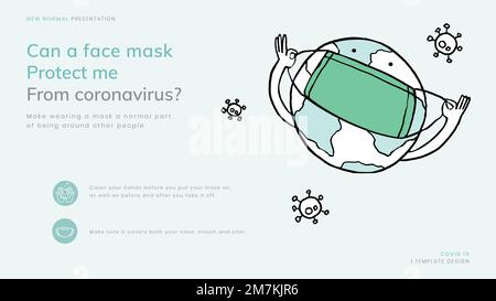COVID-19 masque de visage info modèle vecteur nouvelle présentation normale doodle illustration Illustration de Vecteur