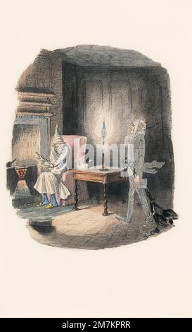 Le fantôme de Marley. Une illustration de John Leech pour Un chant de Noël de Charles Dickens. Banque D'Images