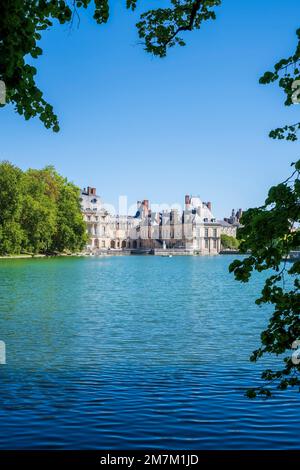 Fontainebleau (région de Paris) : le château et l'étang de carpes Banque D'Images