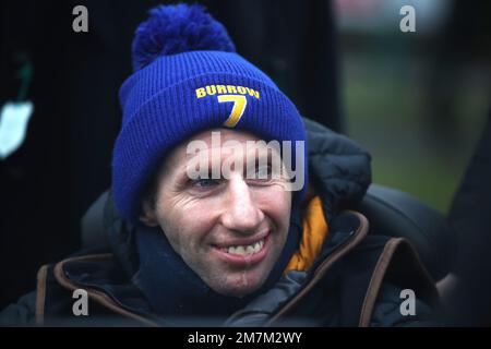 L'ancien joueur de rugby Rob Burrow pendant les courses de l'après-midi de Sky Bet à l'hippodrome de Doncaster. Date de la photo: Mardi 10 janvier 2023. Banque D'Images