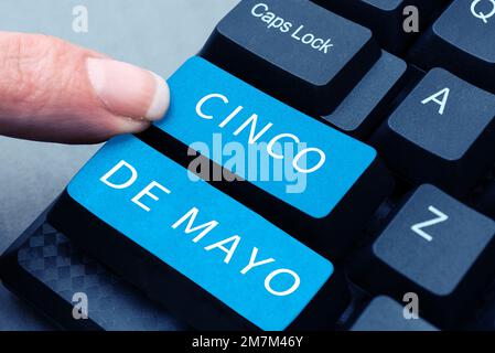 Texte montrant l'inspiration Cinco de Mayo. Mot pour la célébration Mexico-américaine sur 5 mai Banque D'Images