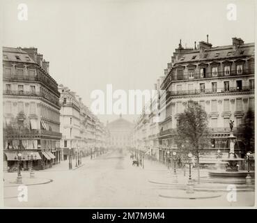 Vintage 19th c. photo - Avenue de l'Opéra Paris, France Banque D'Images