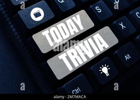 Légende du texte présentant Trivia. Le concept commercial détaille les considérations des éléments d'information peu d'importance ou de valeur Banque D'Images