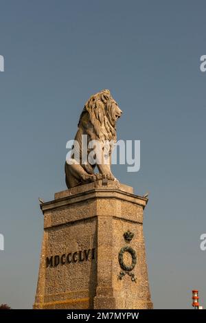 Lac de Constance, Lindau, entrée du port, lion Banque D'Images