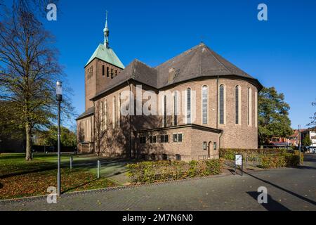 Allemagne, Vreden, Berkel, Westmünsterland, Münsterland, Westphalie, Rhénanie-du-Nord-Westphalie, Église paroissiale catholique de St. George à la place de l'église Banque D'Images