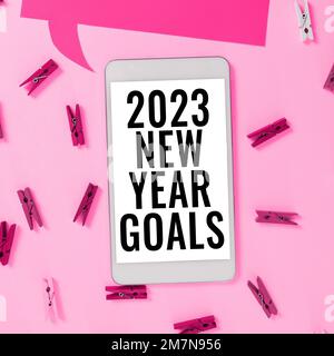 Affichage conceptuel 2023 objectifs de la nouvelle année. Mot écrit sur les résolutions pour 365 jours à venir bientôt motivation à changer Banque D'Images