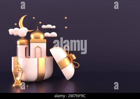 Ramadan Kareem salutation contexte islamique 3D dessin d'illustration Banque D'Images