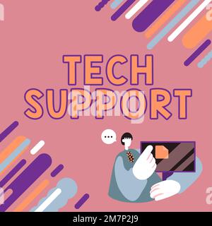 Rédaction affichant le texte support technique. Vitrine d'affaires aidant les personnes ayant des problèmes techniques Banque D'Images