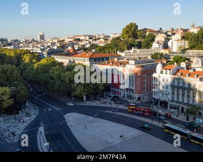 Vue sur la place des restaurants, Lisbonne, Portugal, Europe Banque D'Images