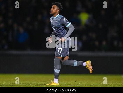 Plymouth Argyle avance Niall Ennis (11) pendant le match de Trophée Papa John's Bristol Rovers vs Plymouth Argyle au Memorial Stadium, Bristol, Royaume-Uni, 10th janvier 2023 (photo de Stanley Kasala/News Images) Banque D'Images