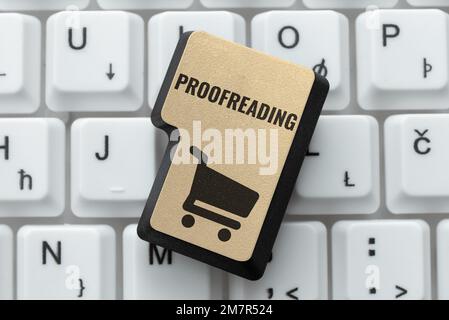 Écriture affichage de texte correction d'épreuves. Concept signification acte de lecture et de marquage des fautes d'orthographe, de grammaire et de syntaxe Banque D'Images