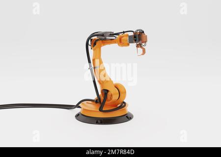 Bras robotique., isolé sur fond blanc., 3D Illustration Banque D'Images