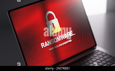 Ransomware sur un écran d'ordinateur portable Banque D'Images