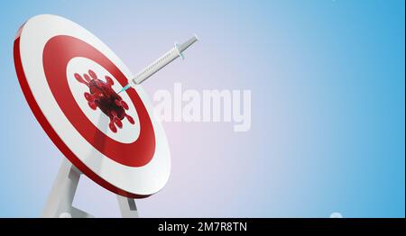 Le but de vaincre le coronavirus 19 est un vaccin. 3D illustration. Banque D'Images