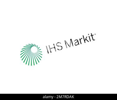 IHS Markit, logo pivoté, fond blanc Banque D'Images