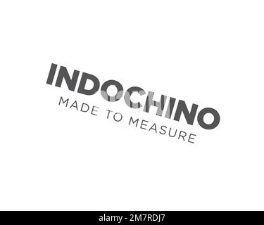 Indochino, logo pivoté, fond blanc B Banque D'Images