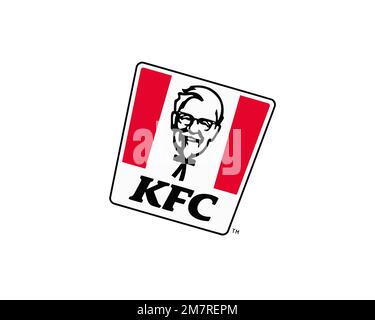 KFC, logo pivoté, fond blanc B Banque D'Images