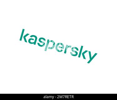 Kaspersky Lab, logo pivoté, fond blanc B Banque D'Images