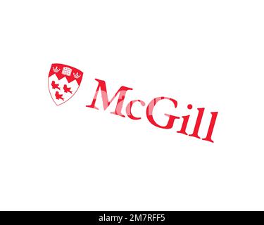 Université McGill, logo pivoté, fond blanc B Banque D'Images