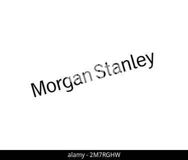 Morgan Stanley, logo pivoté, fond blanc Banque D'Images