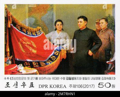 2017 Timbre de la Corée du Nord. Le 100th anniversaire de la naissance du camarade Kim Jong-suk, héros féminin du mouvement anti-japonais Banque D'Images