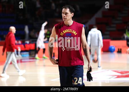 Belgrade, Serbie, 30 décembre 2022. Kyle Kuric du FC Barcelone réagit lors du match Euroligue 2022/2023 de Turkish Airlines entre Crvena Zvezda mts Belgrade et le FC Barcelone à Stark Arena à Belgrade, Serbie. 30 décembre 2022. Crédit : Nikola Krstic/Alay Banque D'Images