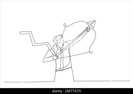 Illustration de la confiance que les hommes d'affaires de la Réserve fédérale ont tendance à renverser le graphique de tendance à se relever avec son arc. Concept de montée de l'inflation. Un art en ligne s Illustration de Vecteur