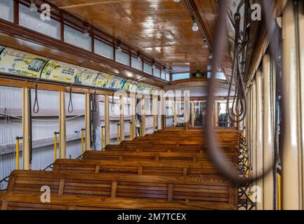 À l'intérieur de la voiture de tramway 303 à New Haven Connecticut parfois utilisé pour transporter des personnes à Yale Banque D'Images