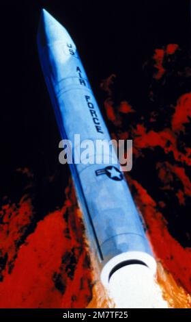 Concept d'artiste d'un missile MX en vol après le lancement. Pays : inconnu Banque D'Images