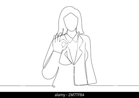 Dessin d'un panneau homme d'affaires OK. Style art sur une seule ligne Illustration de Vecteur