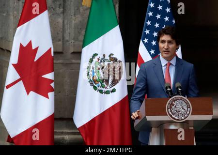 Non exclusif: 10 janvier 2023, Mexico, Mexique: Le premier ministre du Canada, Justin Trudeau, lors de la conférence de presse conjointe à la fin du Banque D'Images