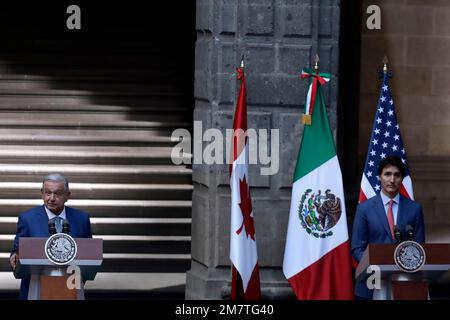 Non exclusif: 10 janvier 2023, Mexico, Mexique: Le président du Mexique, Andres Manuel Lopez Obrador, et le premier ministre du Canada, Justin T. Banque D'Images