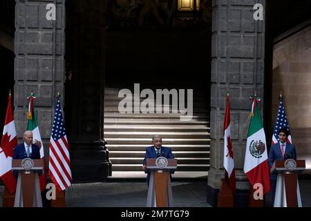 Non exclusif: 10 janvier 2023, Mexico, Mexique: Les présidents du Mexique, Andres Manuel Lopez Obrador; des États-Unis, Joe Biden et le P. Banque D'Images