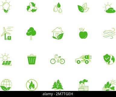 Icônes vertes écologiques et écologiques. Illustration vectorielle Illustration de Vecteur