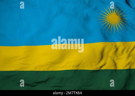Gros plan plein format sur un drapeau agitant du Rwanda en 3D rendu. Banque D'Images