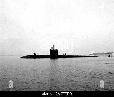 Vue aérienne du sous-marin d'attaque nucléaire USS ATLANTA (SSN-712). Base: Hampton Roads, Norfolk État: Virginie (va) pays: États-Unis d'Amérique (USA) Banque D'Images