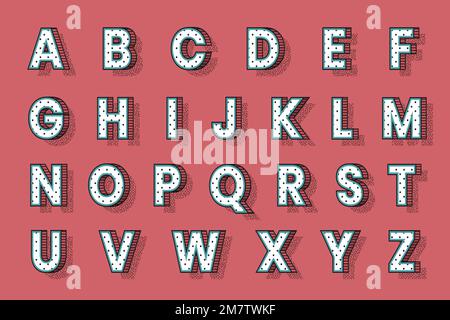 Typographie de style demi-ton isométrique à vecteur alphabétique 3D Illustration de Vecteur