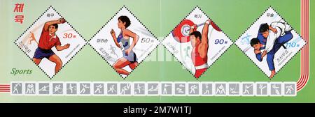 2014 jeu de timbres de la Corée du Nord. Sports Banque D'Images