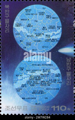 2014 jeu de timbres de la Corée du Nord. La galaxie de la voie lactée Banque D'Images