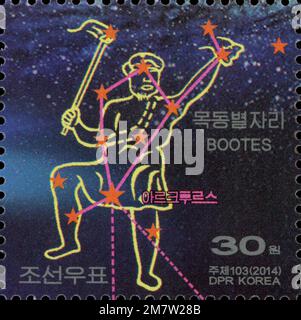 2014 jeu de timbres de la Corée du Nord. La galaxie de la voie lactée. Constante de Boötes Banque D'Images