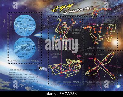 2014 jeu de timbres de la Corée du Nord. La galaxie de la voie lactée Banque D'Images