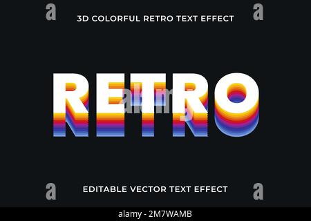 Modèle vectoriel d'effet de texte rétro modifiable Illustration de Vecteur