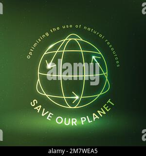 Vecteur de logo environnemental global avec enregistrer le texte de notre planète Illustration de Vecteur